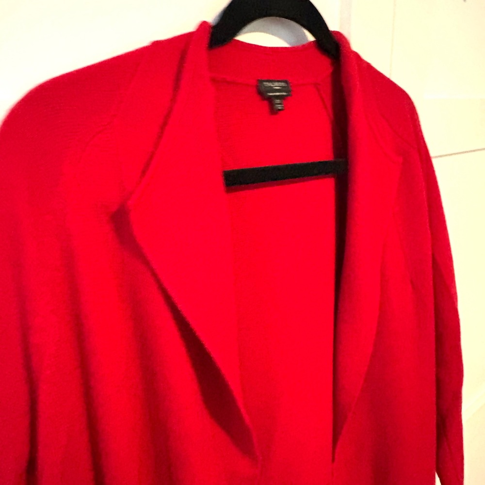 Talbots Women's Holiday Red 100% Merino Wool Coatagan in Size 2X - Picture 5 of 12